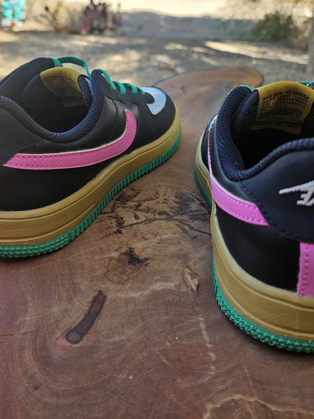 (MWOB) Nike Kids Air Force 1 Low — Black/Light Blue with Teal Laces 3Y - Picture 13 of 15